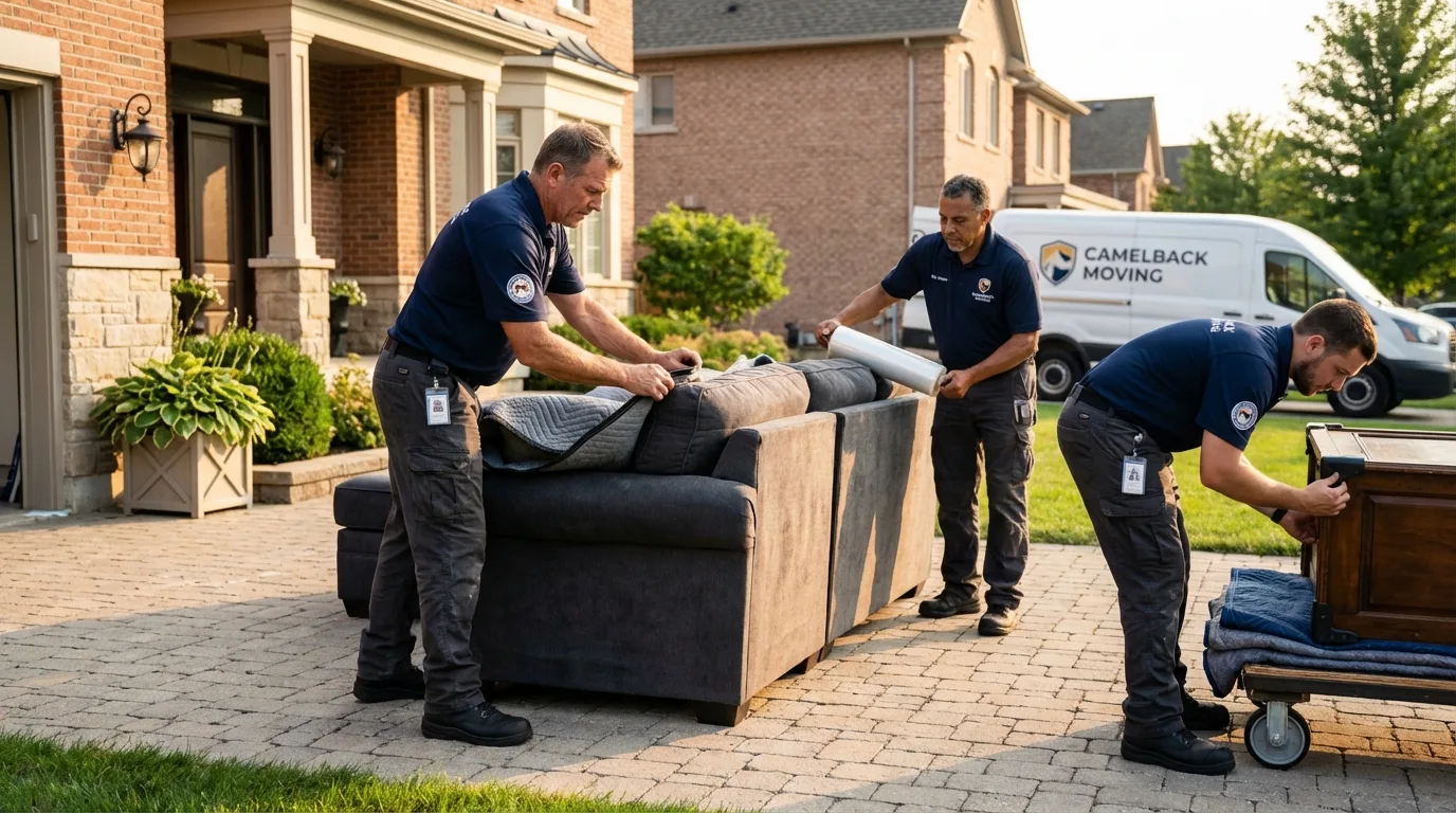 Large estate moving crew wrapping furniture in Beckemeyer, IL