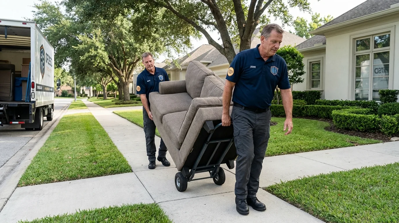 Local residential moving crew loading furniture in Beckemeyer, IL